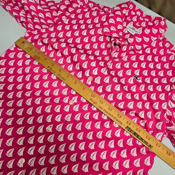 Vineyard Vines Shirt Womens 2 Pink Button Up Long Sleeve Sail Boats Nautical - Picture 9 of 12